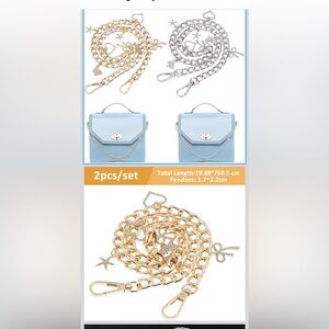 Elegant Blue Handbag with Gold and Silver Chains